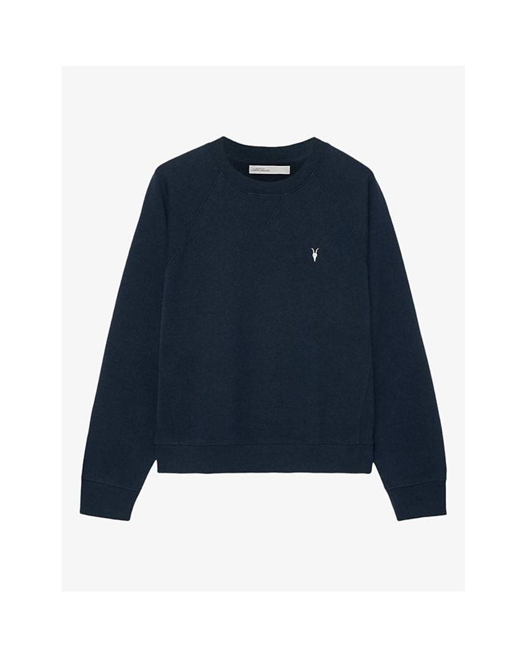 AllSaints Blue Harlow Ramskull Raglan Jersey Jumper for men