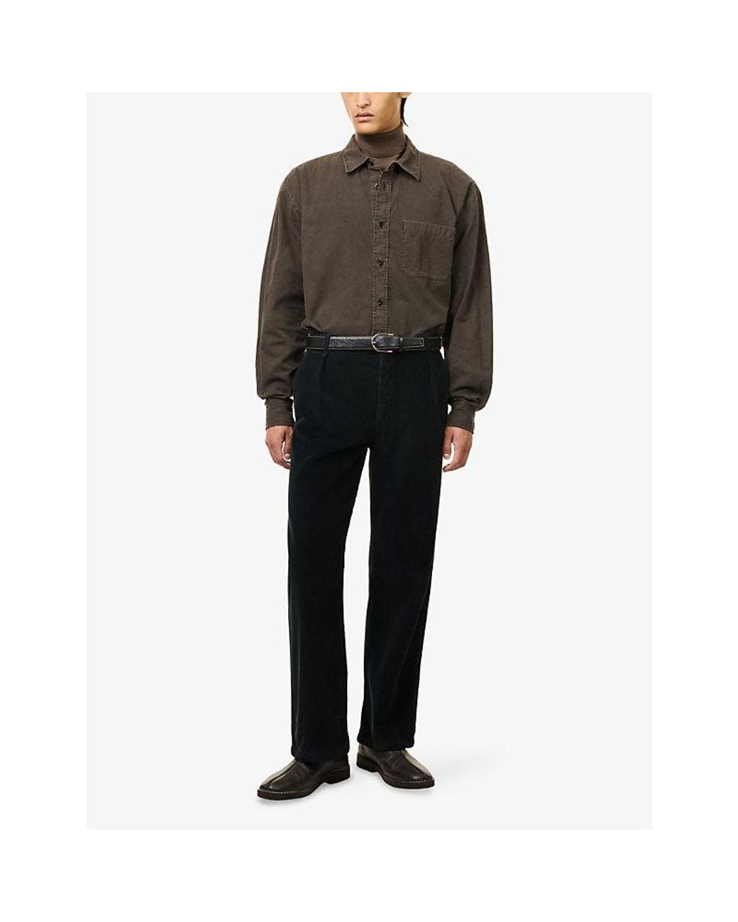 The Row Brown Sadel Long-Sleeve Cotton Shirt for men