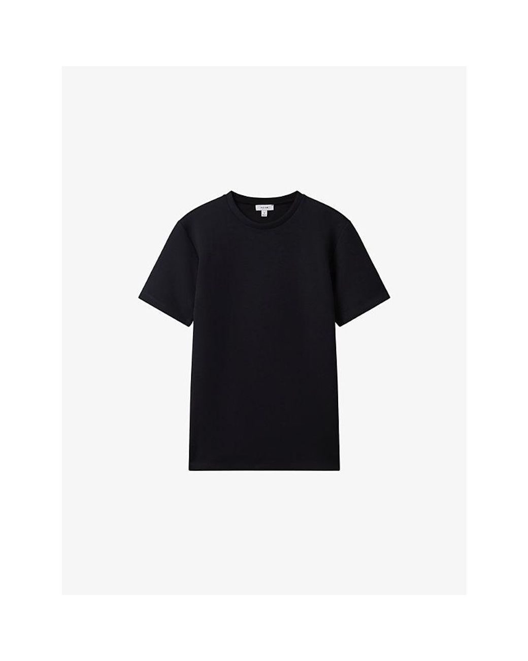 Reiss Black Crewneck Short-Sleeve Stretch-Jersey T-Shirt for men