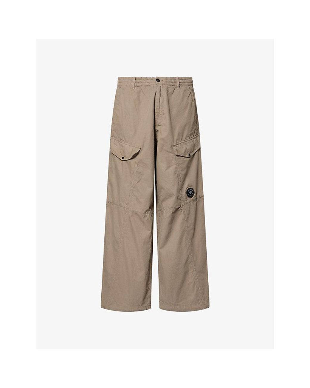 C P Company Natural Microreps Boxy-Fit Cotton Trousers for men
