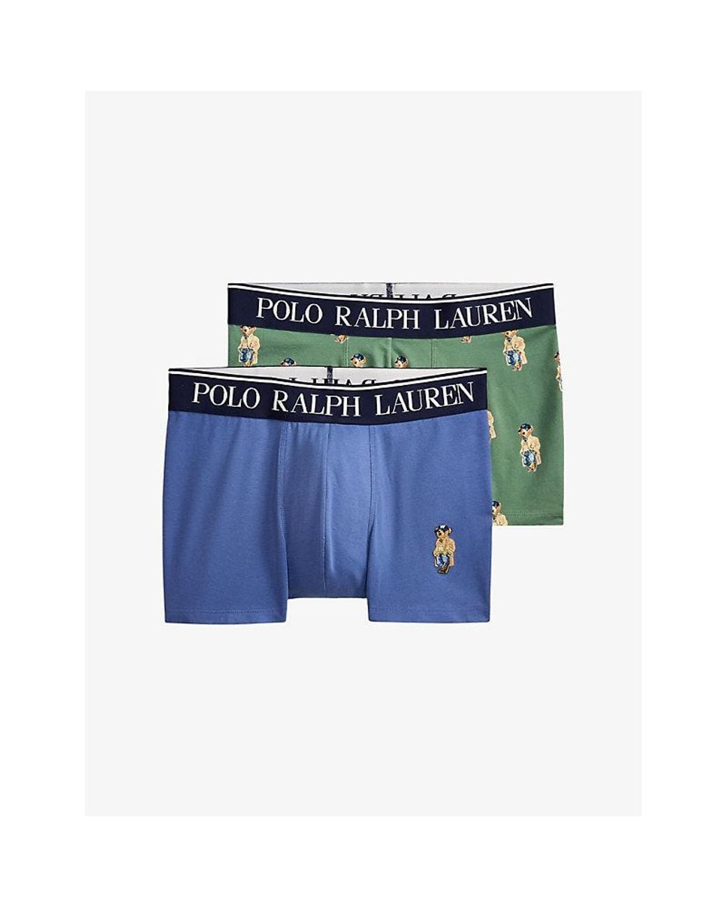 Polo Ralph Lauren Blue Polo Bear Pack Of Two Jersey Trunks for men