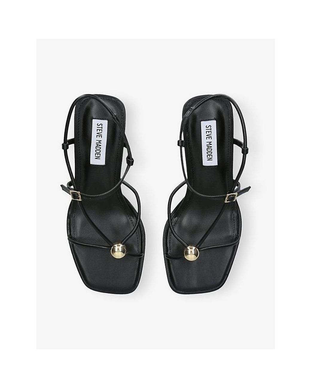 Steve Madden Black Jackpots Faux-Leather Heeled Sandals