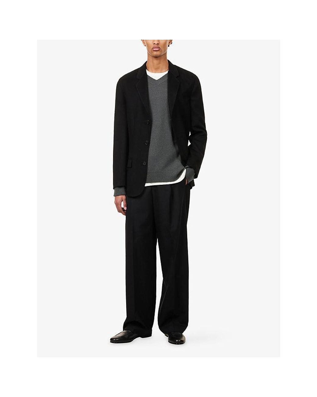 The Row Black Ravi Single-Breasted Wool Jacket for men