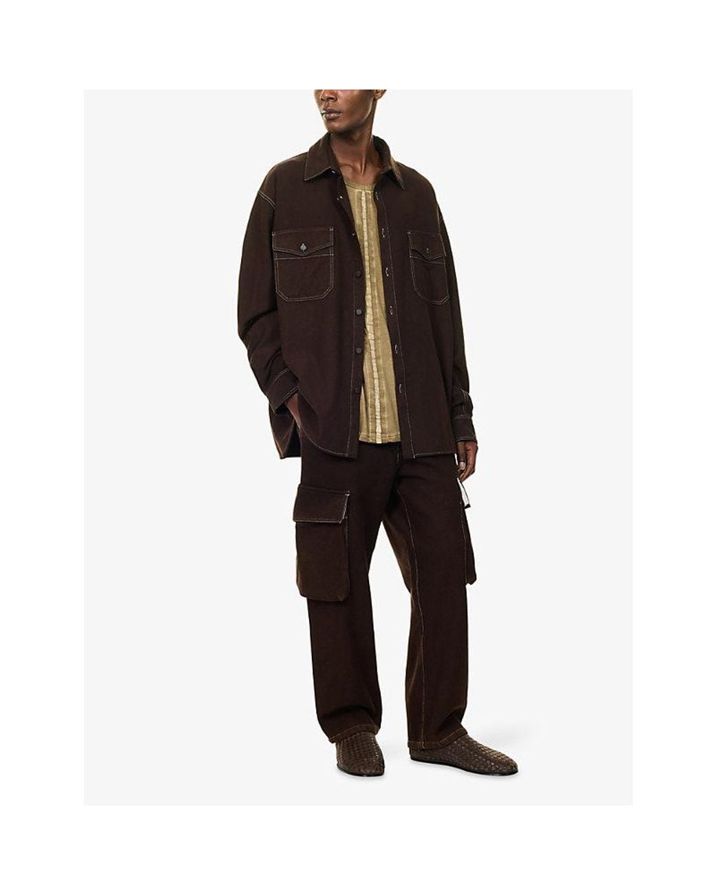 Uma Wang Brown Paxton Wool Cargo Trousers for men