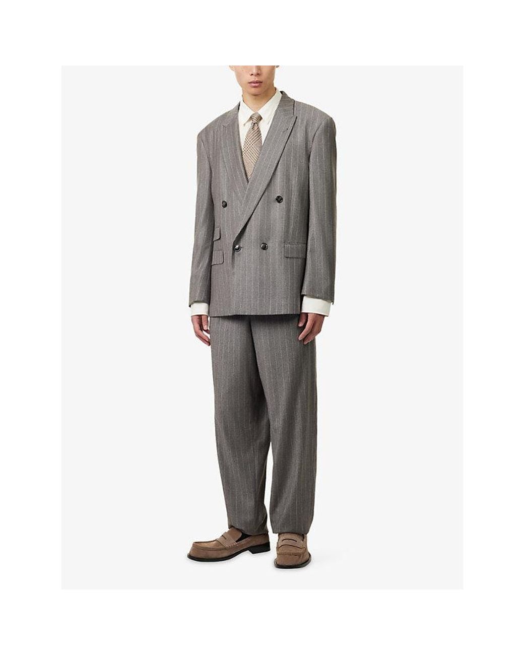 Giorgio Armani Gray Pinstripe Double-Breasted Wool Suit for men