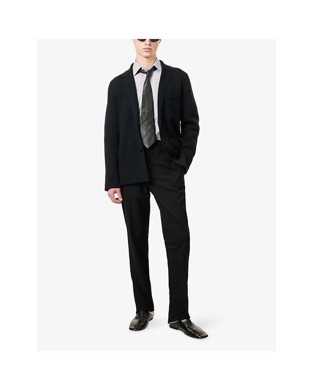 Tom Ford Blue Notch-Lapel Knitted Wool-Blend Jacket for men