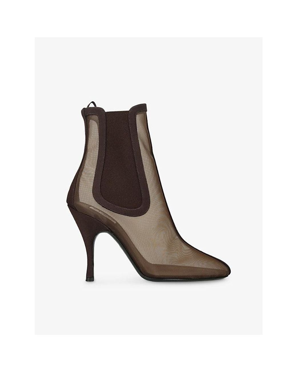 Alaïa Brown Semi-Sheer Mesh Heeled Ankle Boots