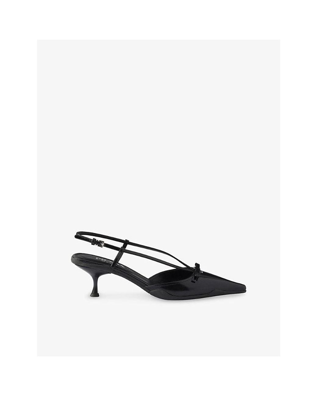 Prada Black Brushed Leather Slingback Pumps