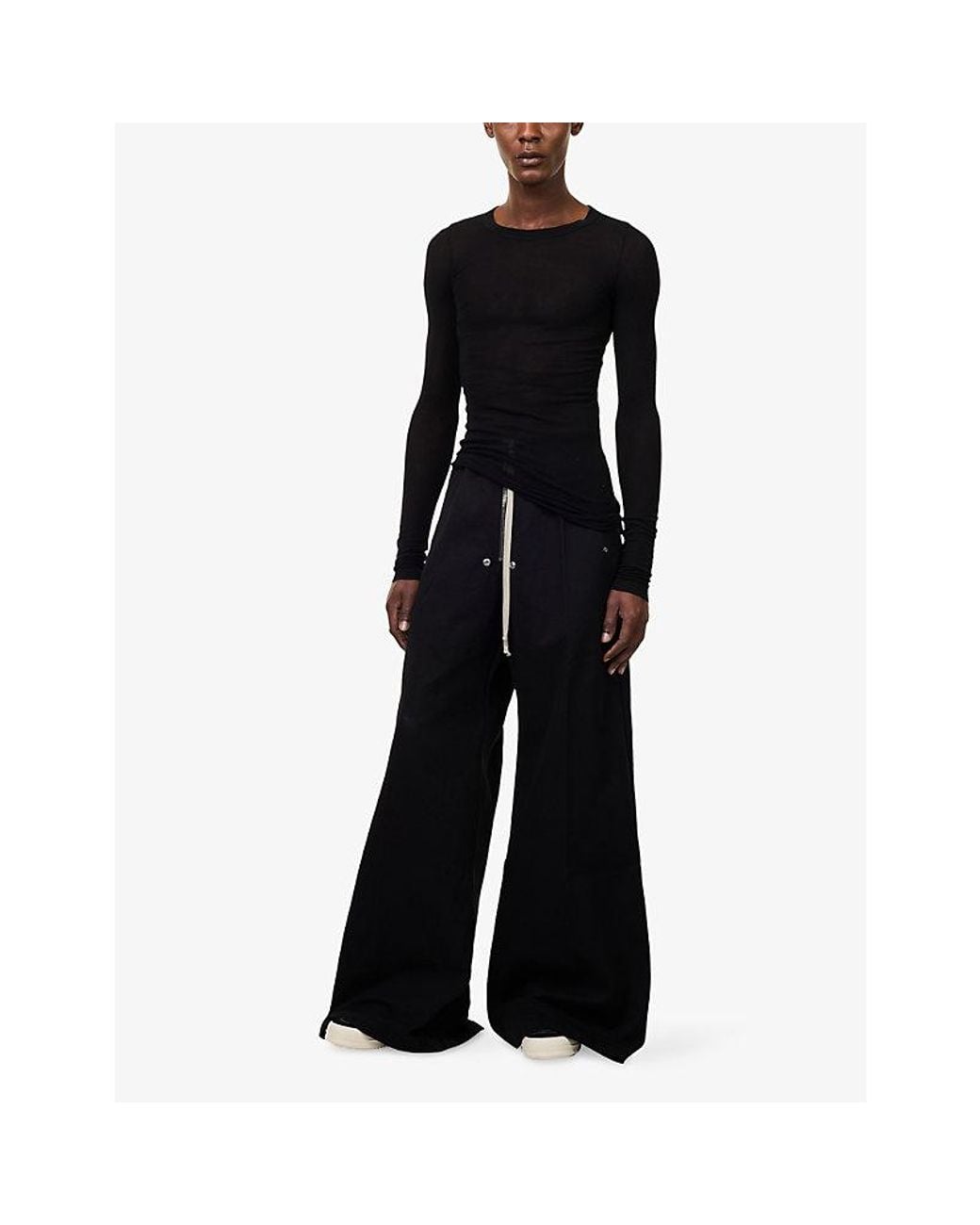 Rick Owens Black Geth Belas Wide-Leg Cotton-Blend Trousers for men