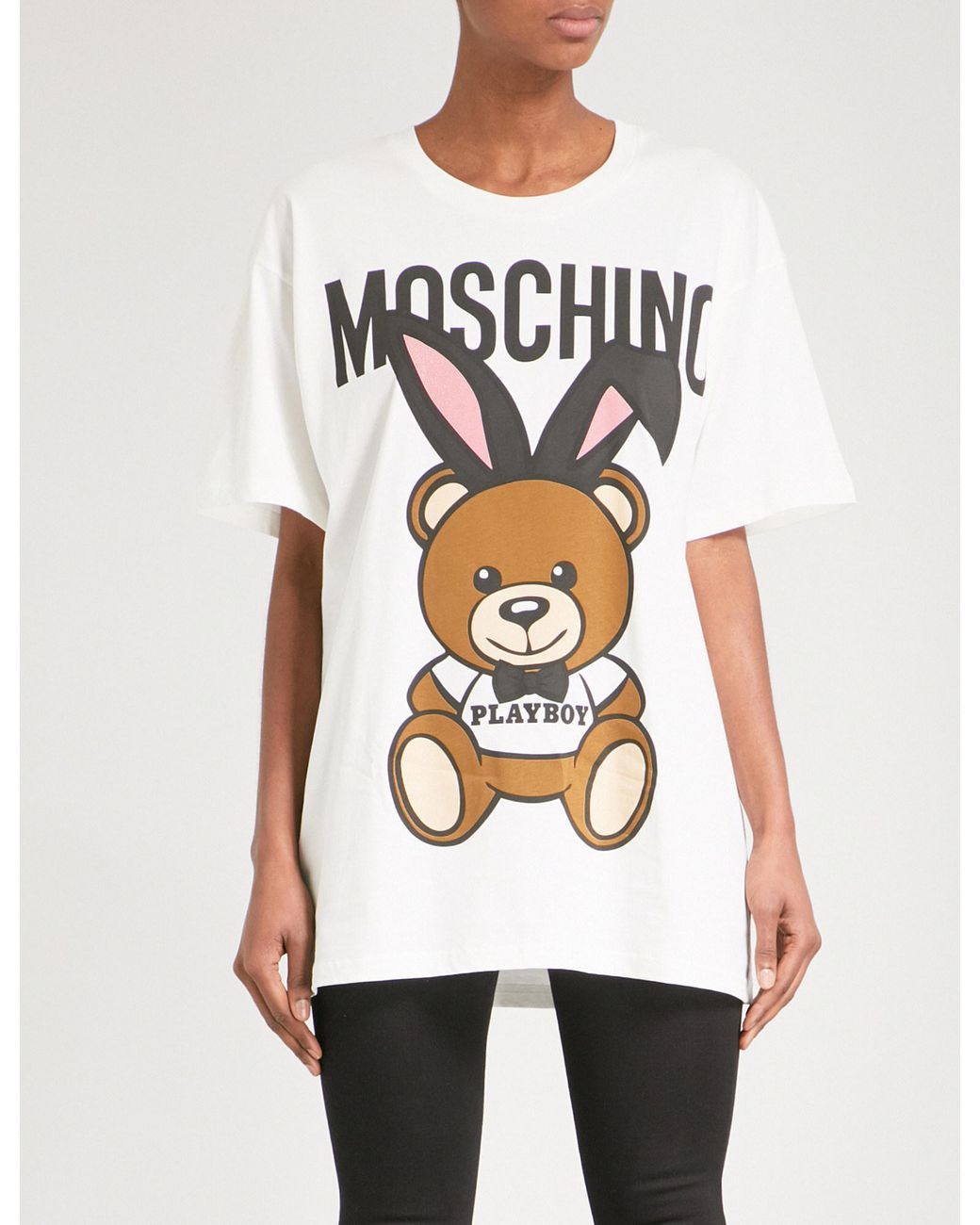 Moschino Teddy Bunny Ears Cotton-jersey T-shirt in White