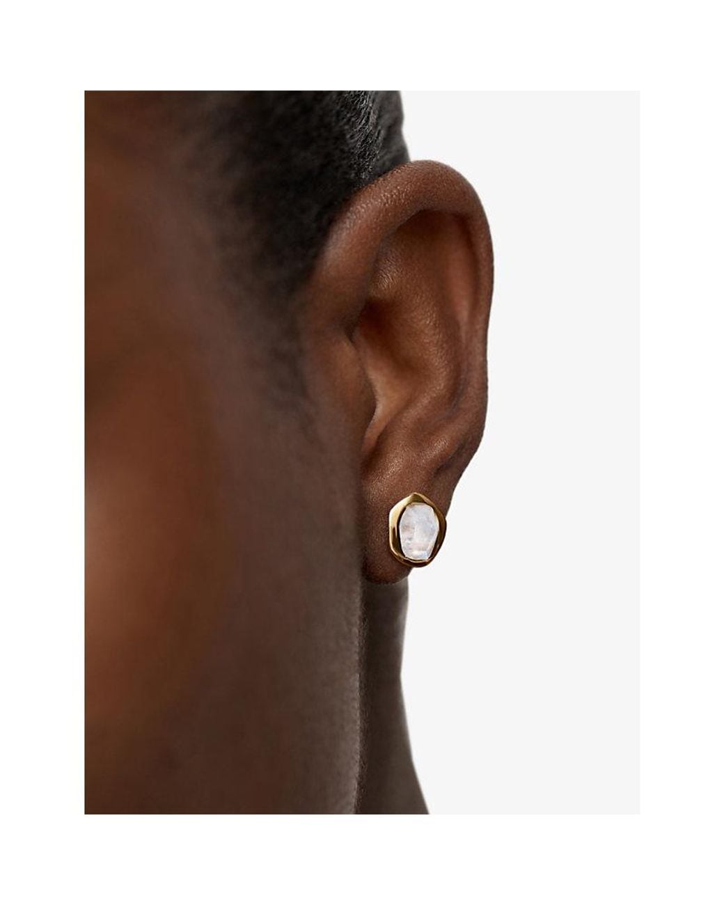 Monica Vinader Metallic Mv Odyssey Gemstone 18Ct Vermeil And Moonstone Stud Earrings