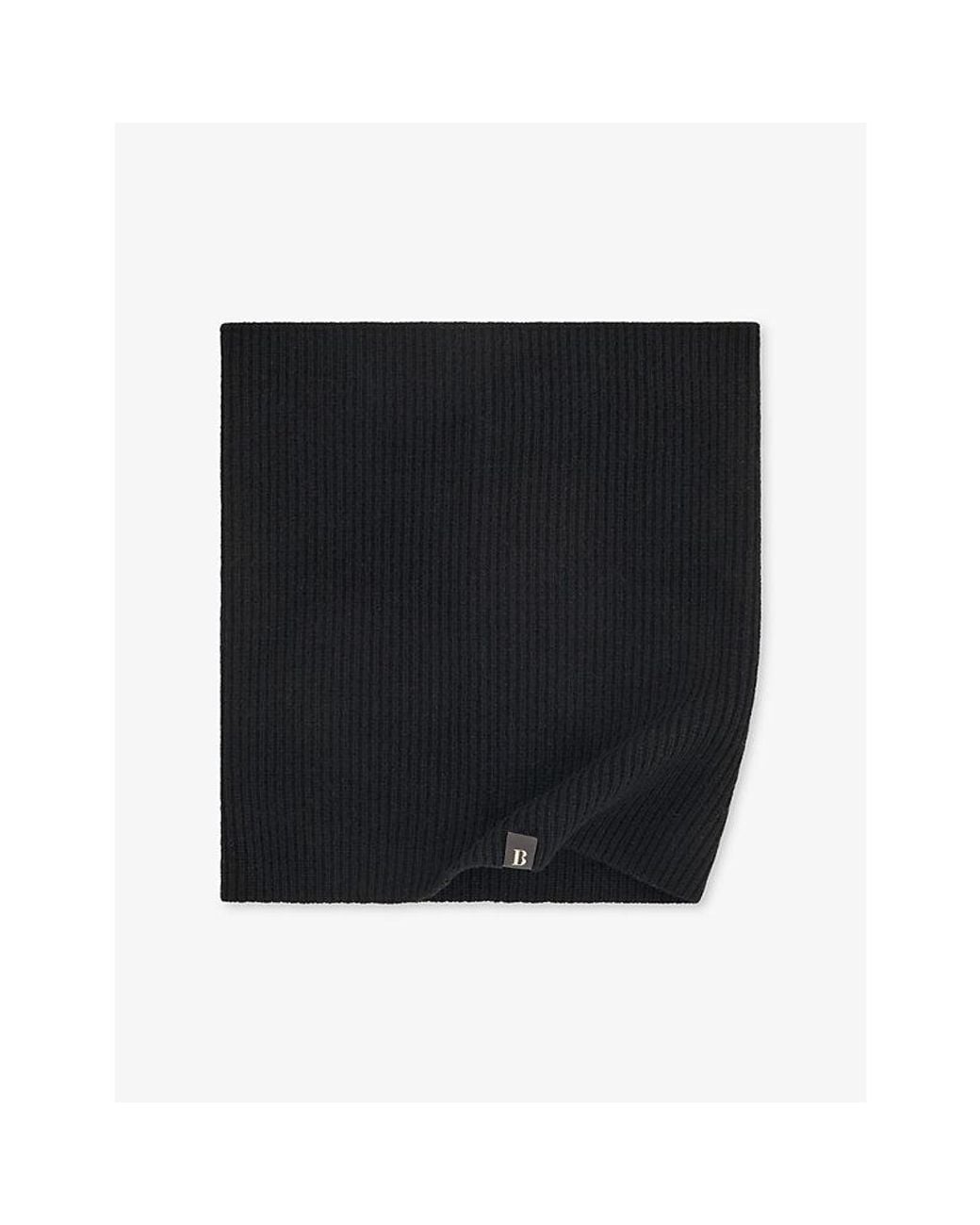 Boggi Black Logo-Patch Merino Wool Neck Warmer for men