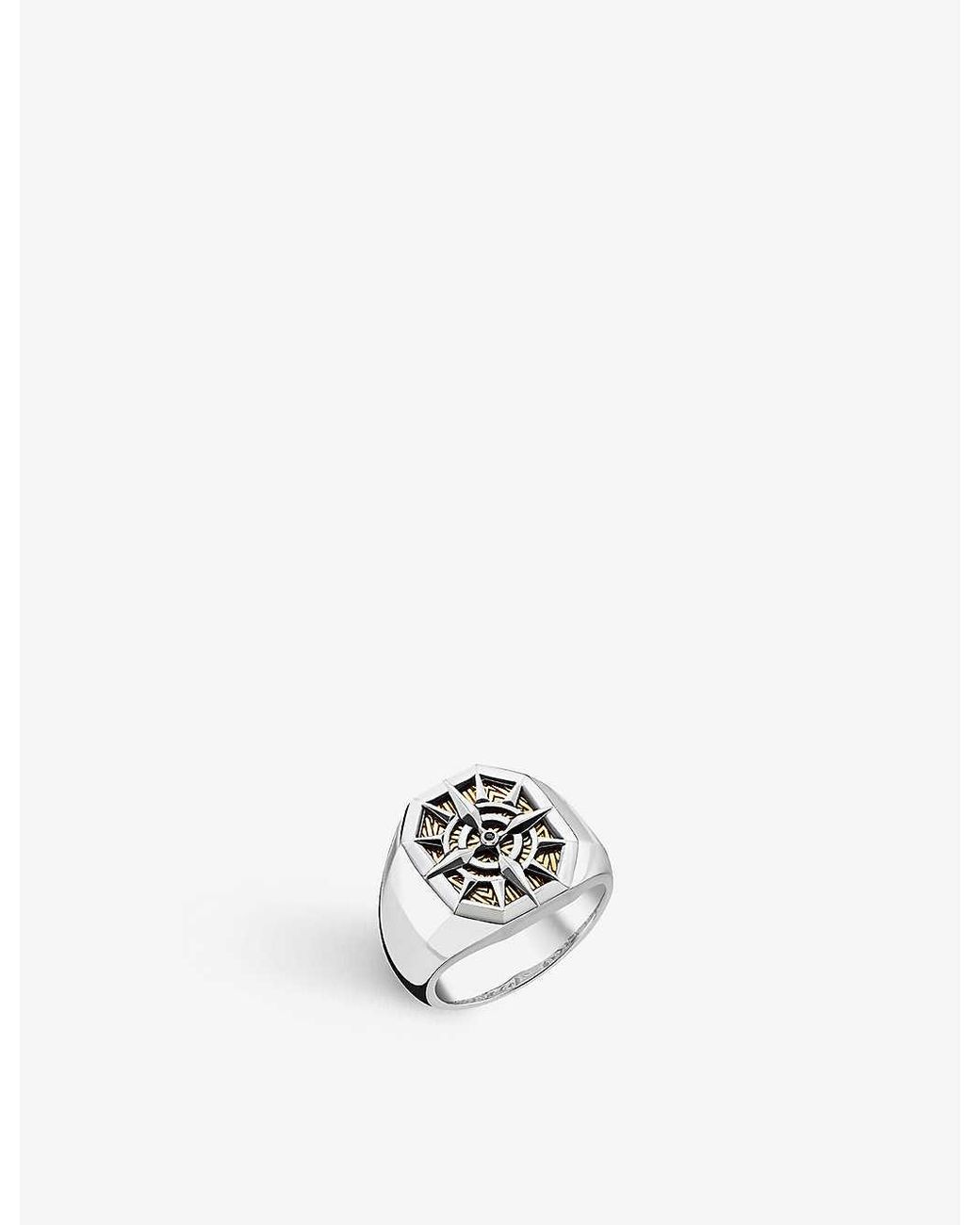 Thomas Sabo White Compass 18Ct-Plated, Sterling- And Zirconia Signet Ring