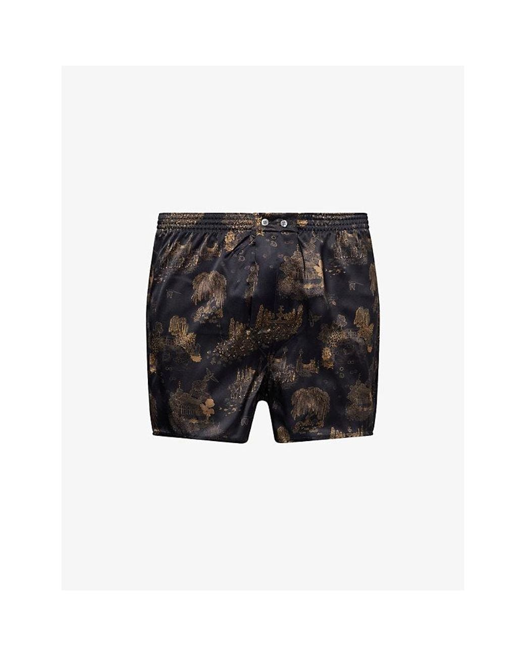 Derek Rose Black Brindisi Classic-Fit Silk Boxer Shorts for men