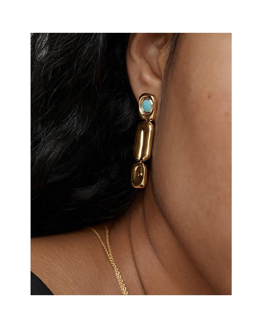 Monica Vinader Metallic Amaia Gemstone Cocktail 18Ct- Vermeil And Amazonite Drop Earrings