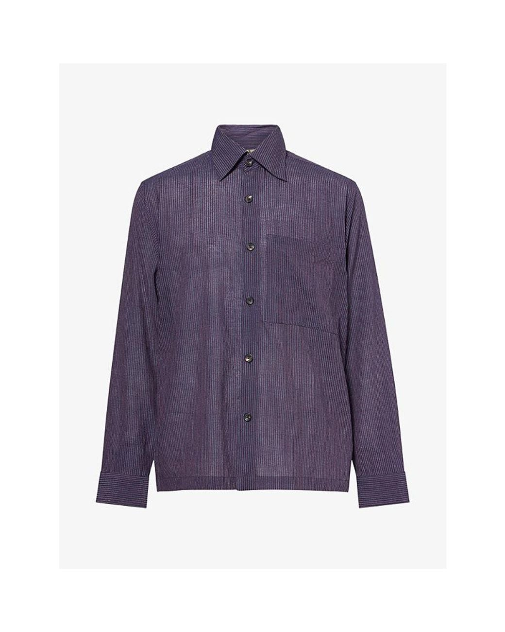 Kartik Research Purple Pinstripe Patch-Pocket Cotton Shirt for men