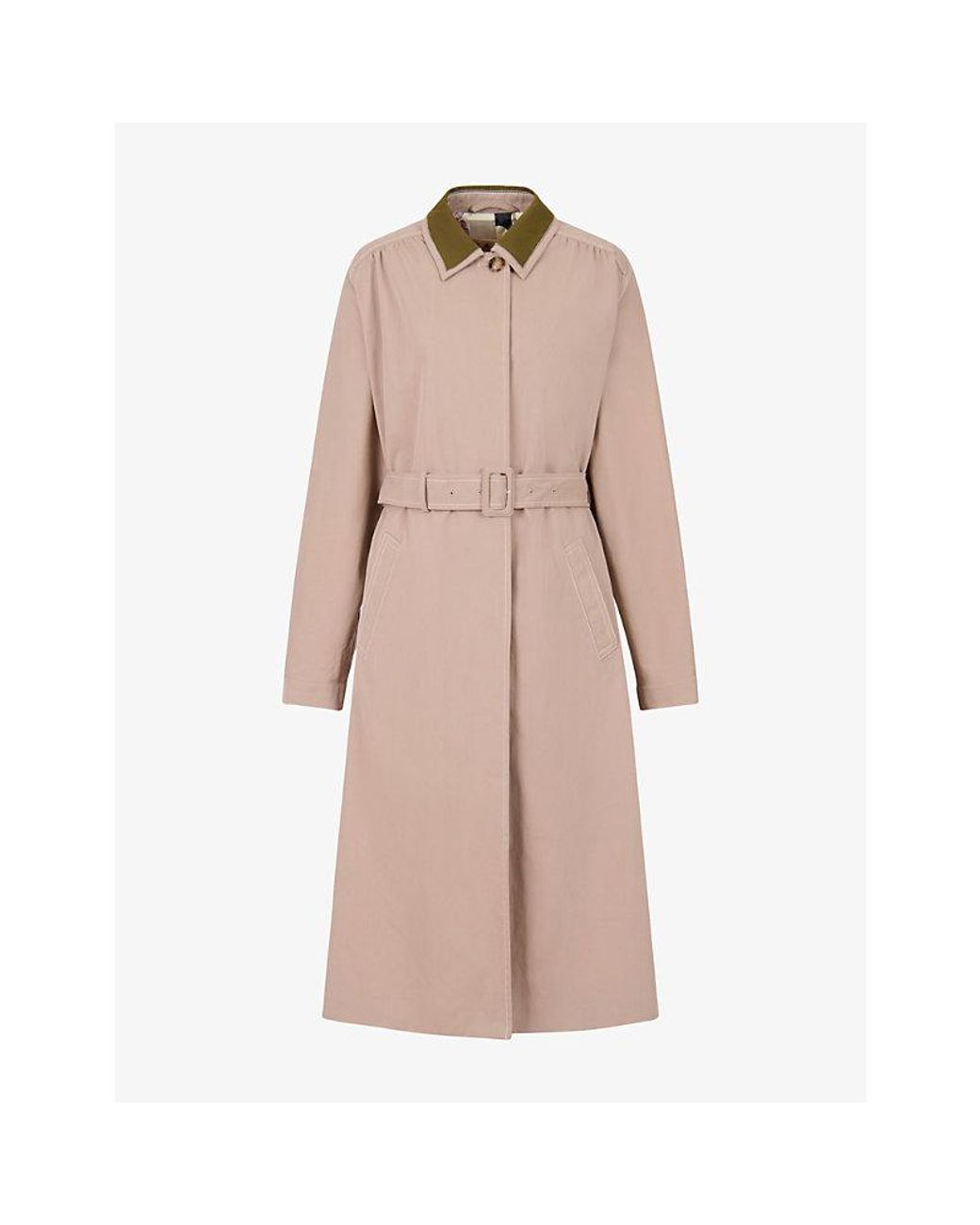Marni Pink Contrast-Collar Cotton-Blend Trench Coat