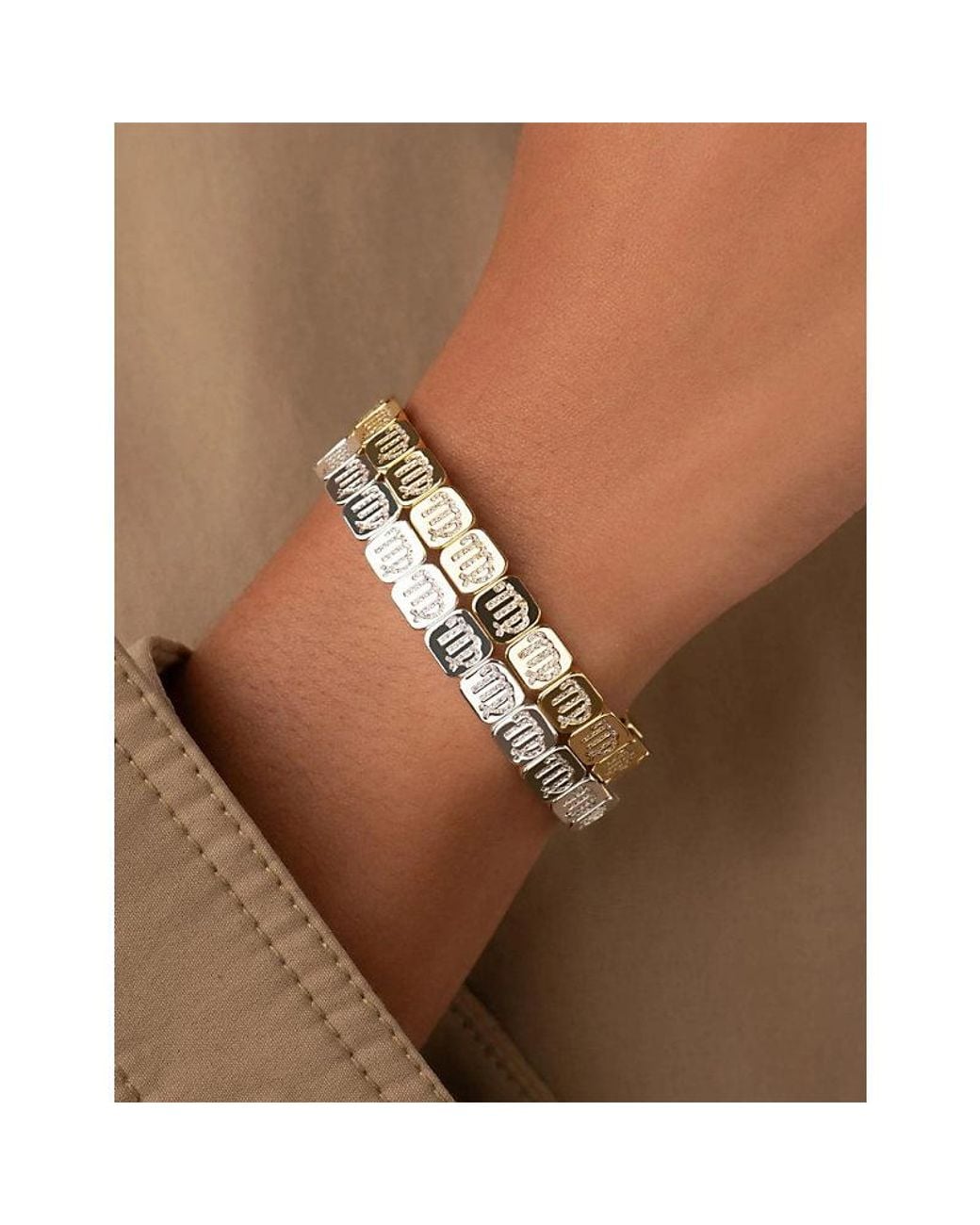 Lisa Gozlan Metallic The Zodiac Virgo 18Ct-Plated Brass And Cubic Zirconia Bracelet