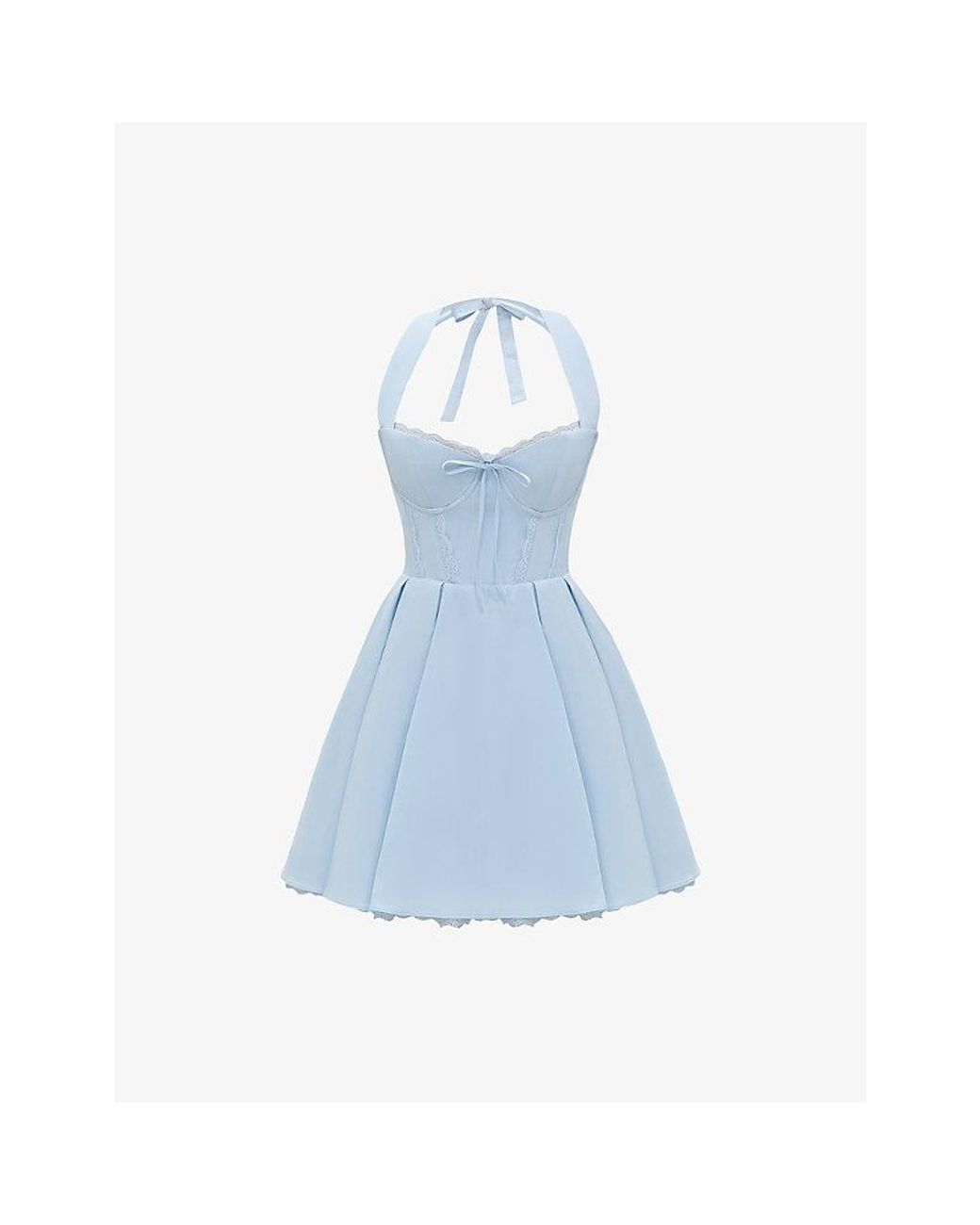 House Of Cb Blue Harriet Halter Cotton-Blend Mini Dress