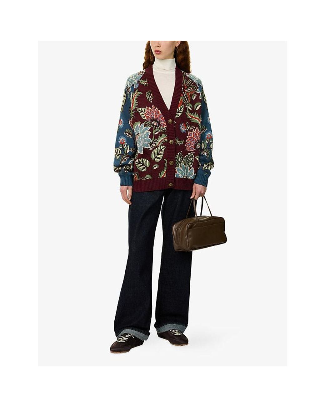 Farm Rio Multicolor Delhi Jacquard Knitted Cardigan