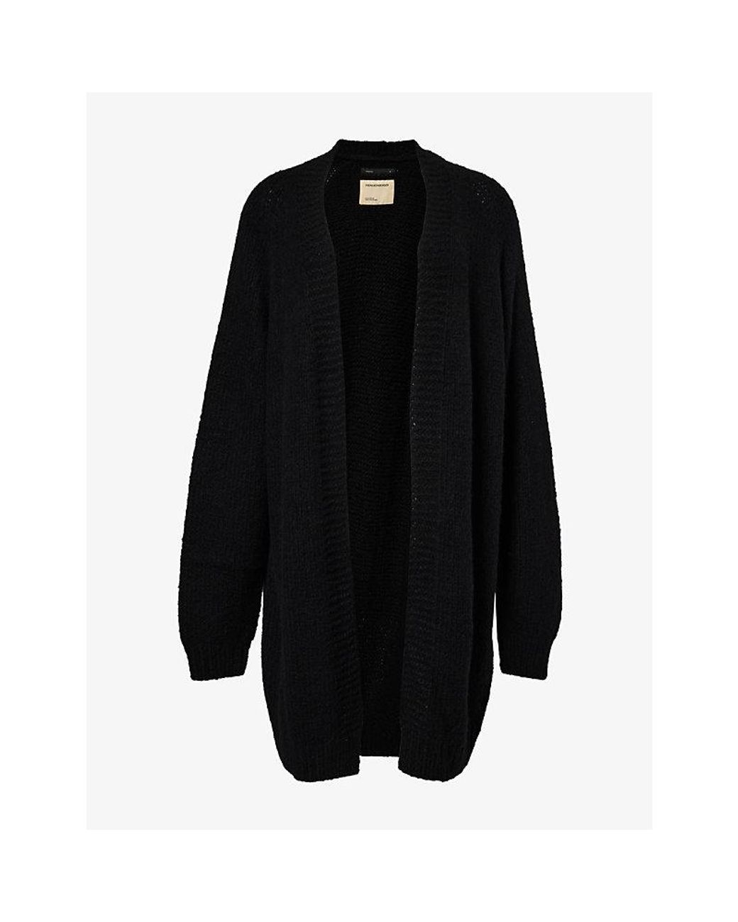 Frenckenberger Black Big Knit Wool-And-Cashmere Cardigan