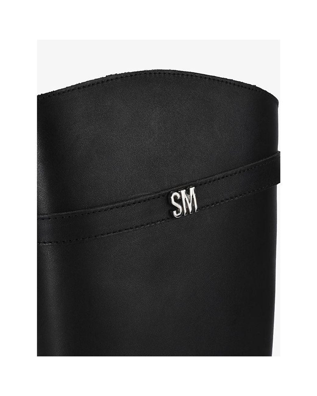 Steve Madden Black Novi High-Leg Flat Leather Boots