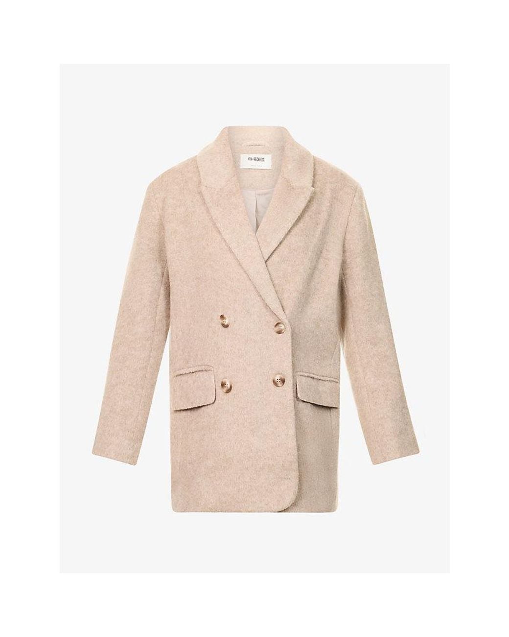 4th & Reckless Natural Floriana Oversized Double-Breasted Woven Blazer