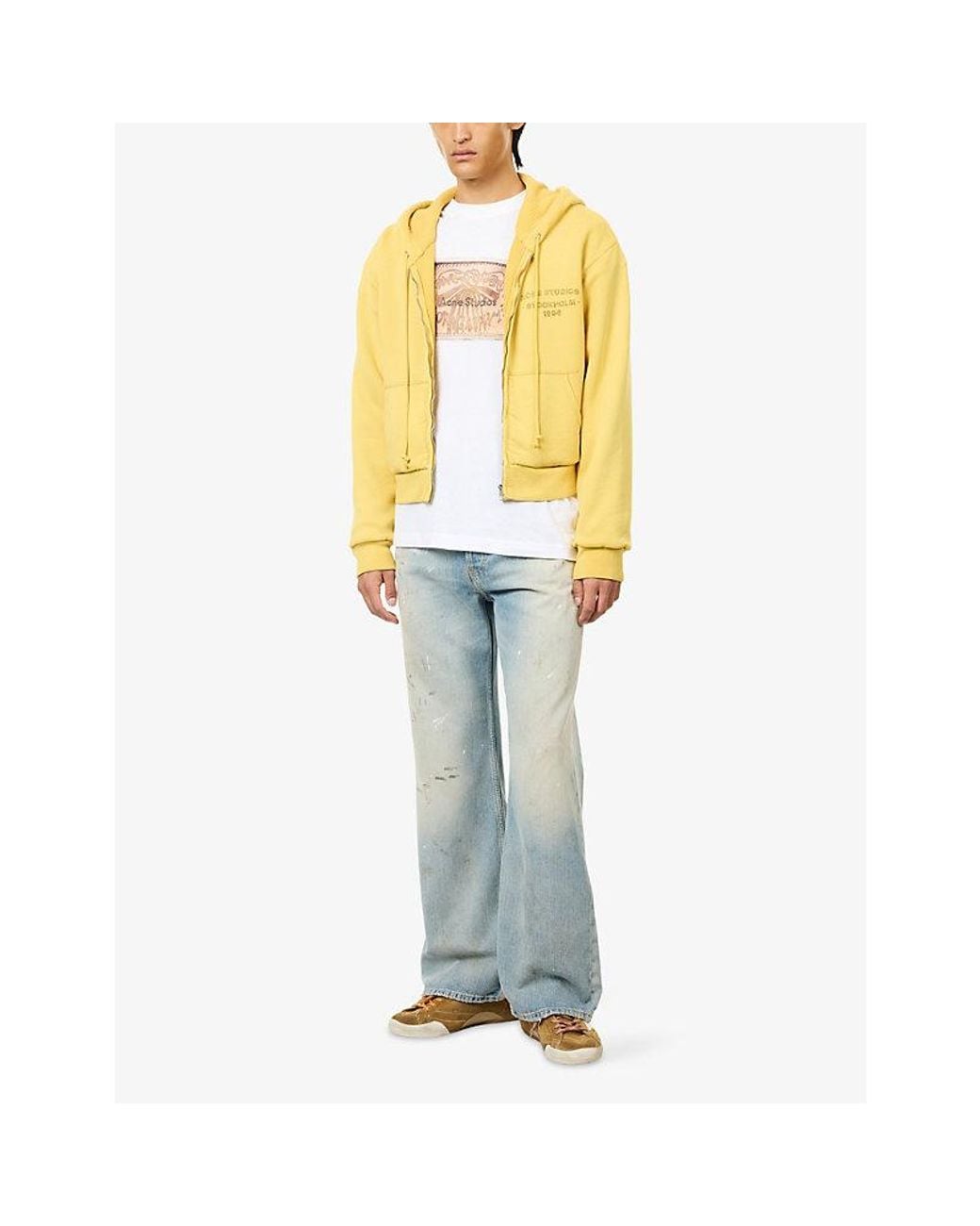 Acne Yellow Feida U Sunkissed Cotton Hoody for men