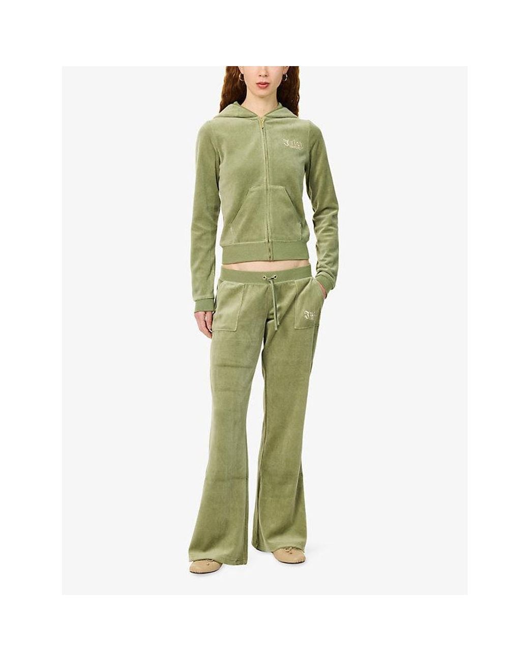 Juicy Couture Green Rebelle Caisa Velour Jogging Bottoms