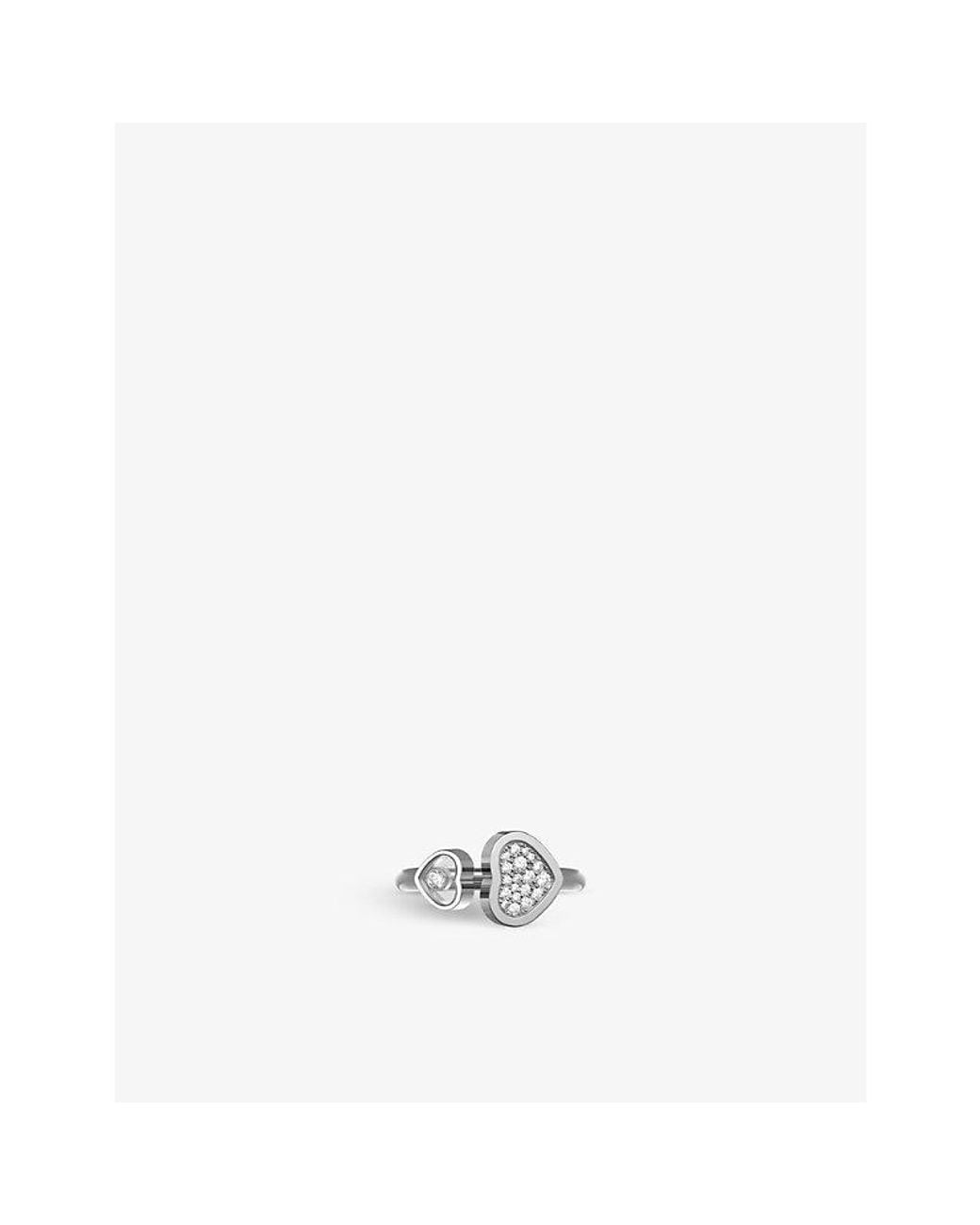 Chopard White Happy Hearts 18Ct- And 0.22Ct Round-Cut Diamond Ring