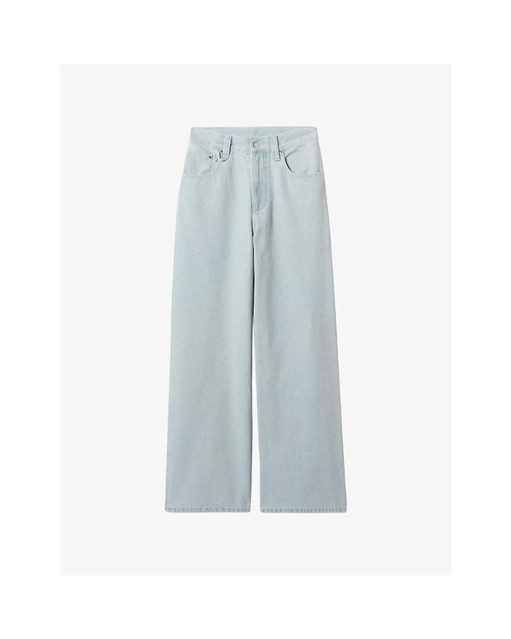 Claudie Pierlot Blue Washed Wide-Leg Denim Jeans
