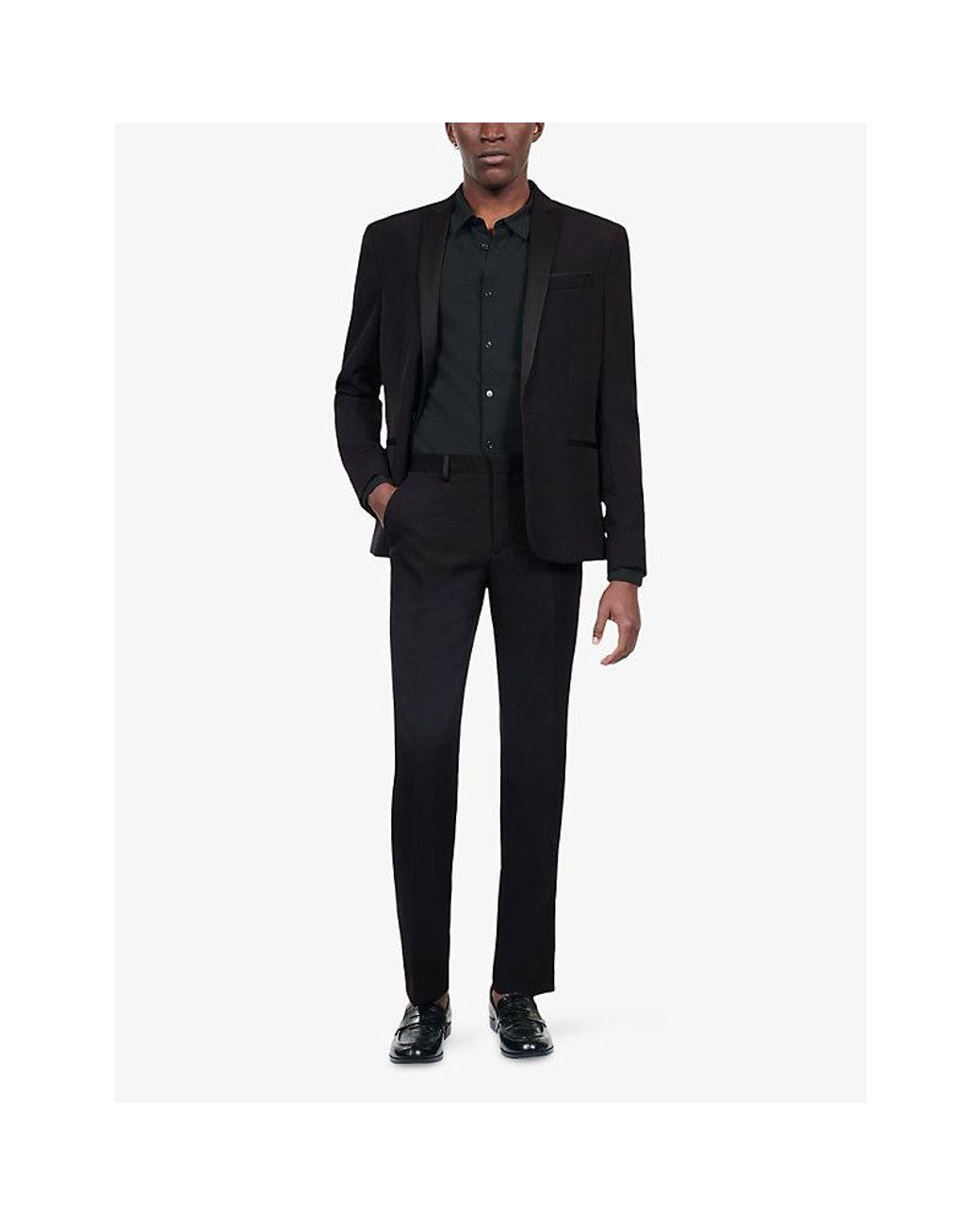 The Kooples Black Straight-Leg Regular-Fit Wool Trousers for men