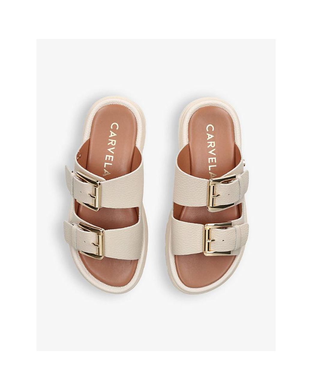 Carvela Kurt Geiger Natural Pavilion Buckle-Strap Leather Sandals