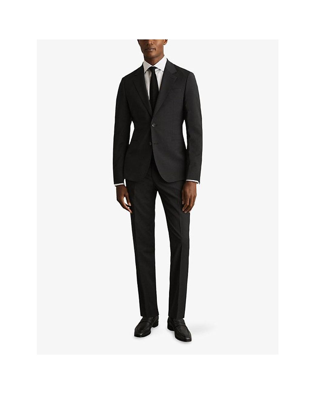 Reiss Black Promise Slim-Fit Stretch Wool-Blend Blazer for men
