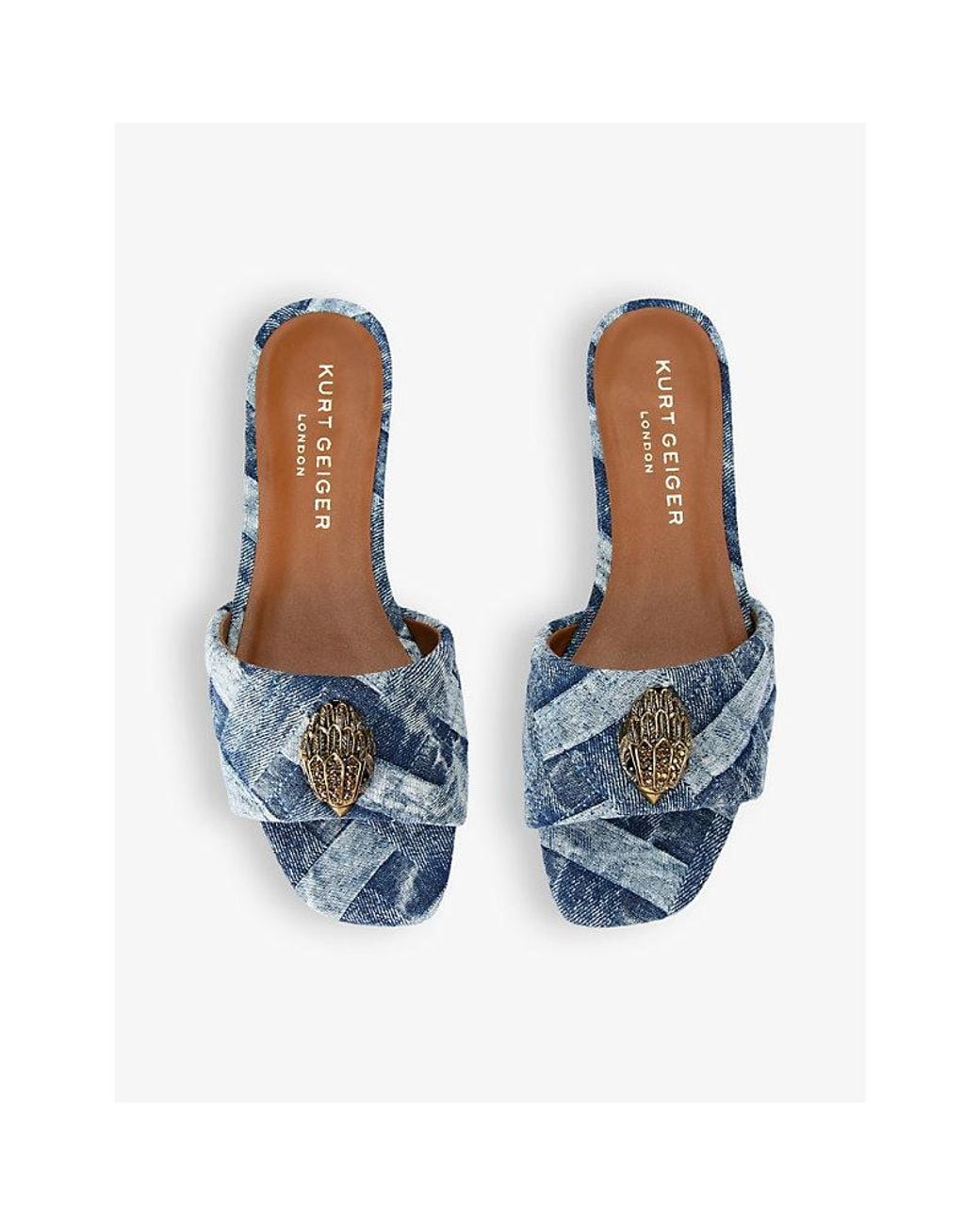 Kurt Geiger Blue Kensington Eagle-Head Sandals