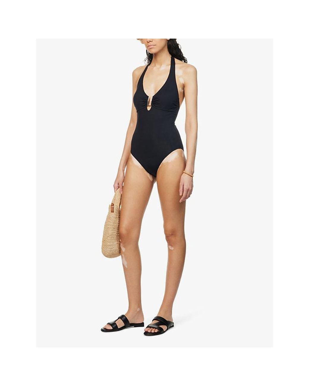 Melissa Odabash Blue Tampa Halter-Neck Swimsuit