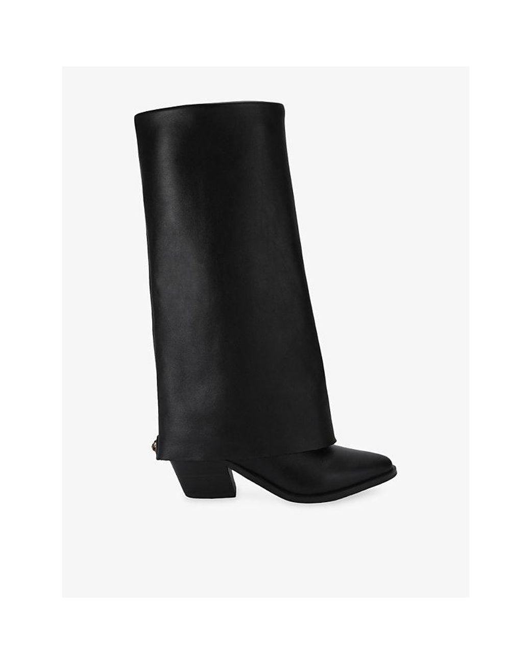 Kurt Geiger Black Mag Folded Leather Knee-High Boots