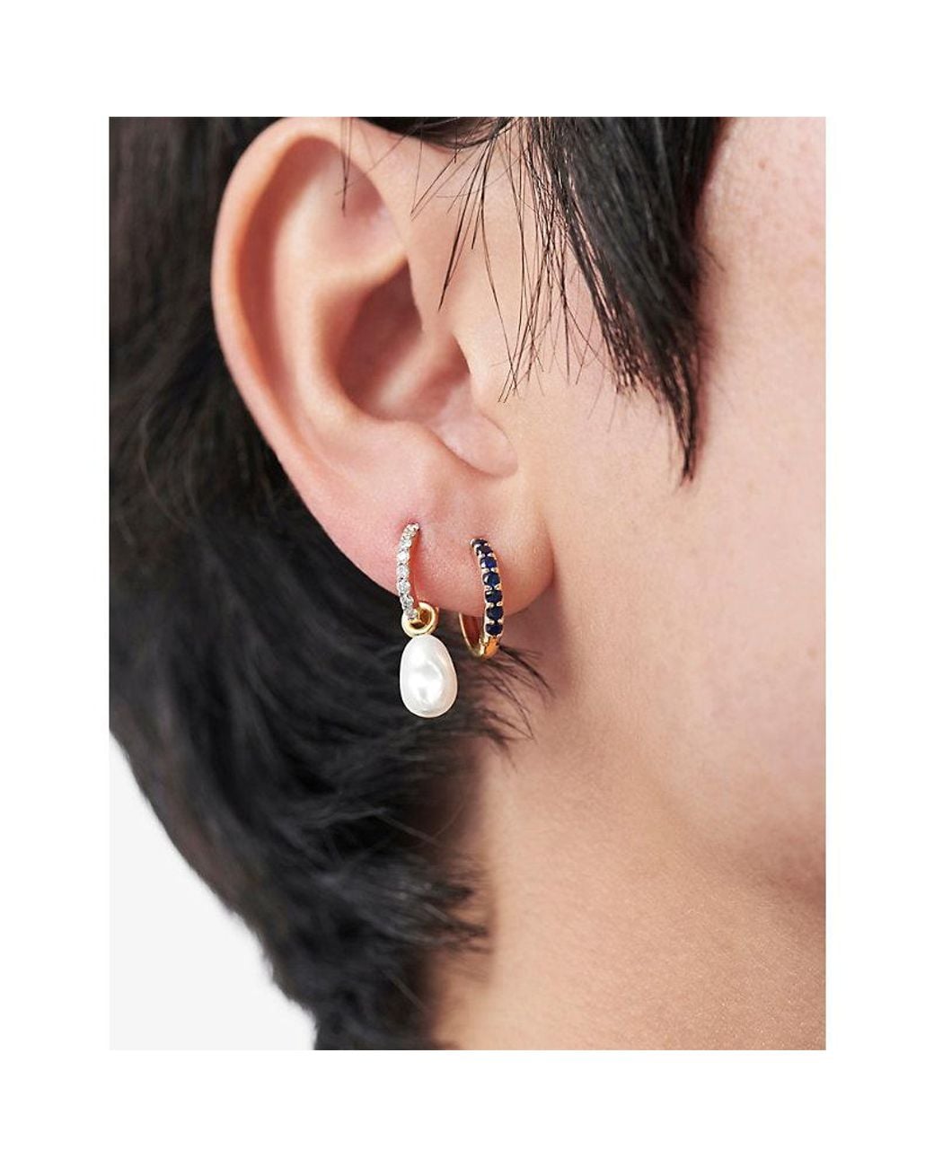 Missoma Metallic Fine Sapphire 9Ct Huggies Earrings