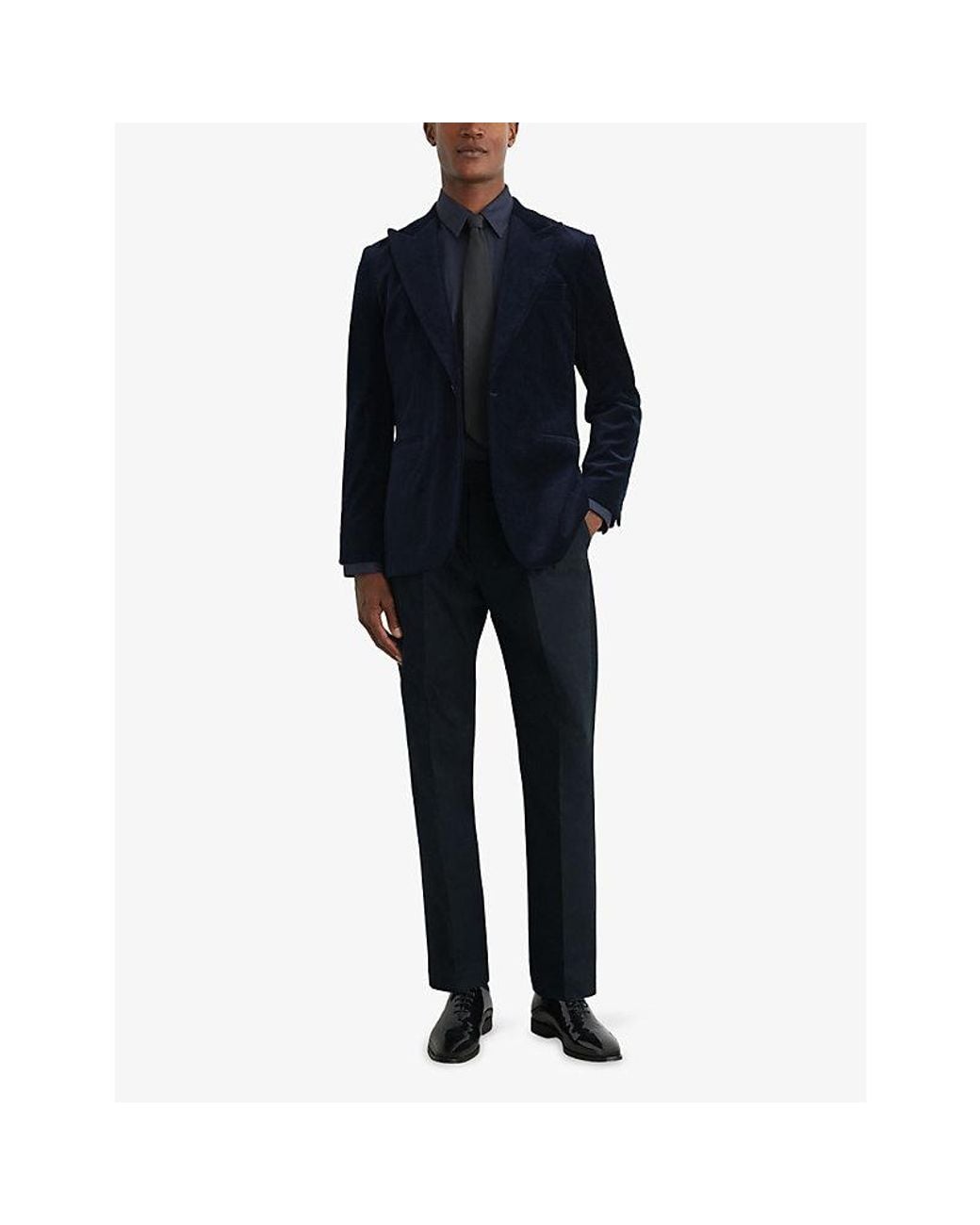 Reiss Blue Dimmock Cotton-Blend Trousers for men