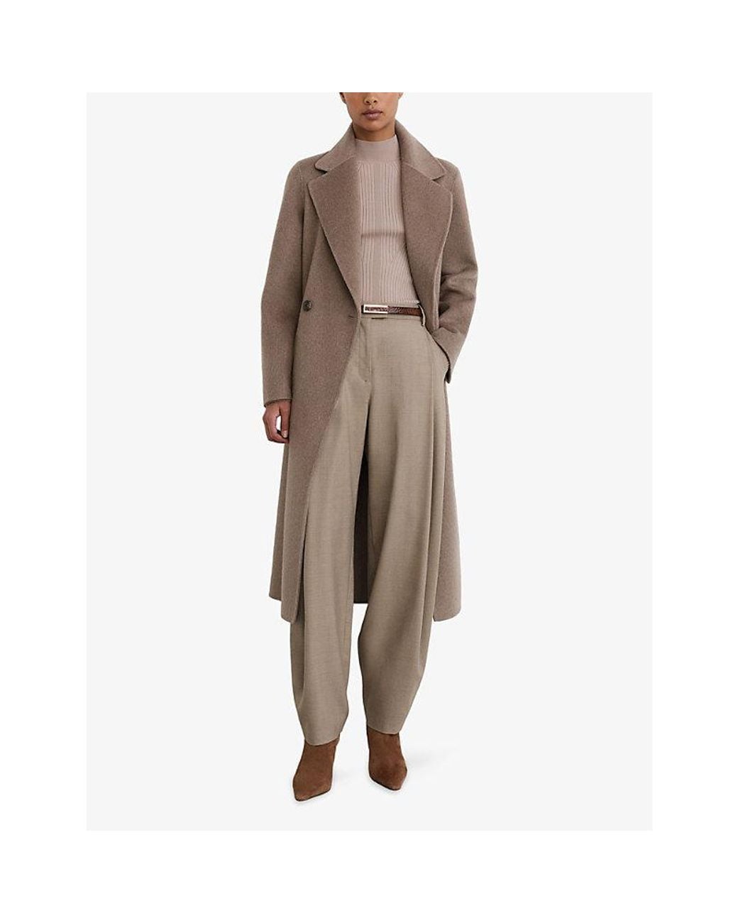Reiss Natural Juniper Barrel-Leg Wool-Blend Trousers