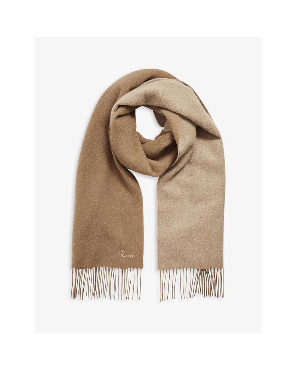 Reiss Picton Logo-embroidered Wool-cashmere Blend Scarf in Natural | Lyst  Canada