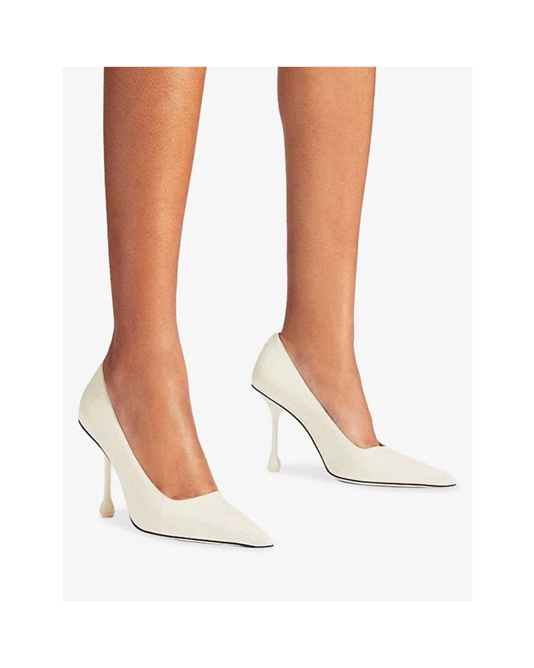Jimmy Choo White Ixia 95 Pointed-Toe Patent-Leather Heeled Courts