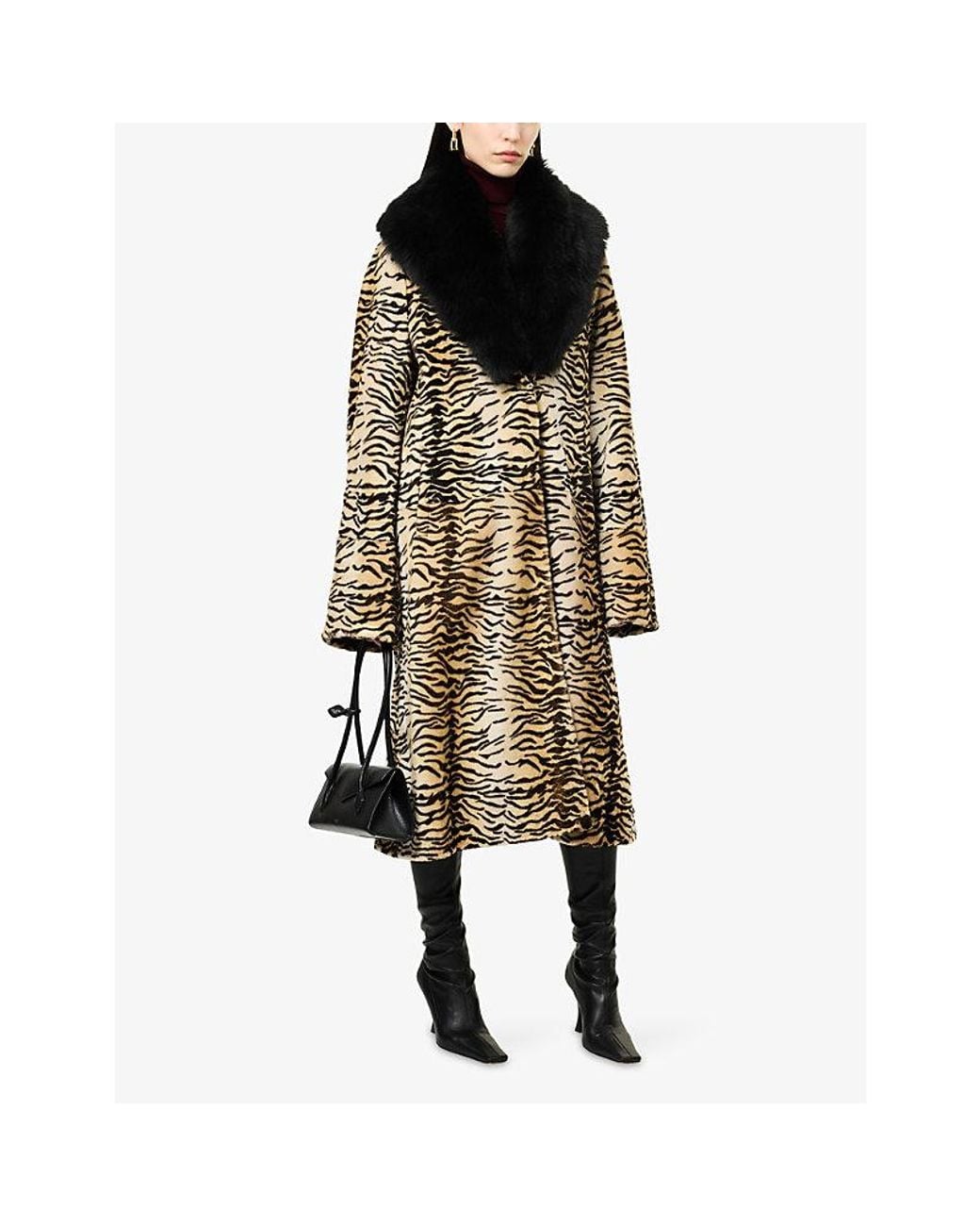 Nour Hammour Brown Nina Long Shearling Coat