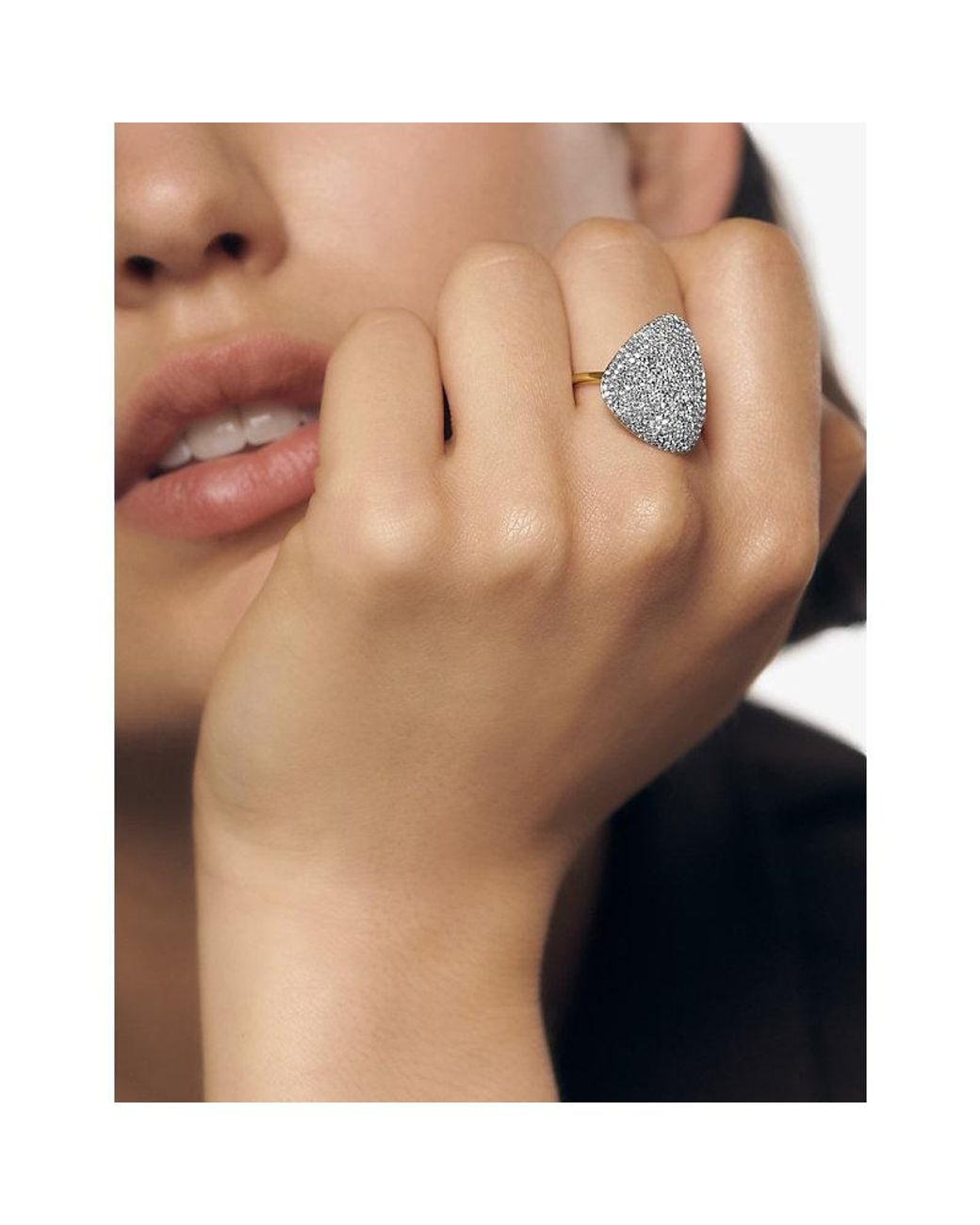 Monica Vinader White Nura Pavé Diamond 18Ct Vermeil-Plated Sterling Ring