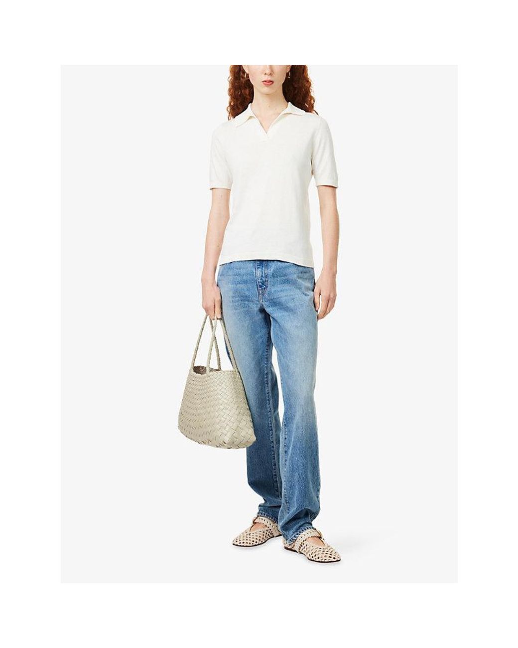 Weekend by Maxmara White Open-Collar Silk And Wool Jumper