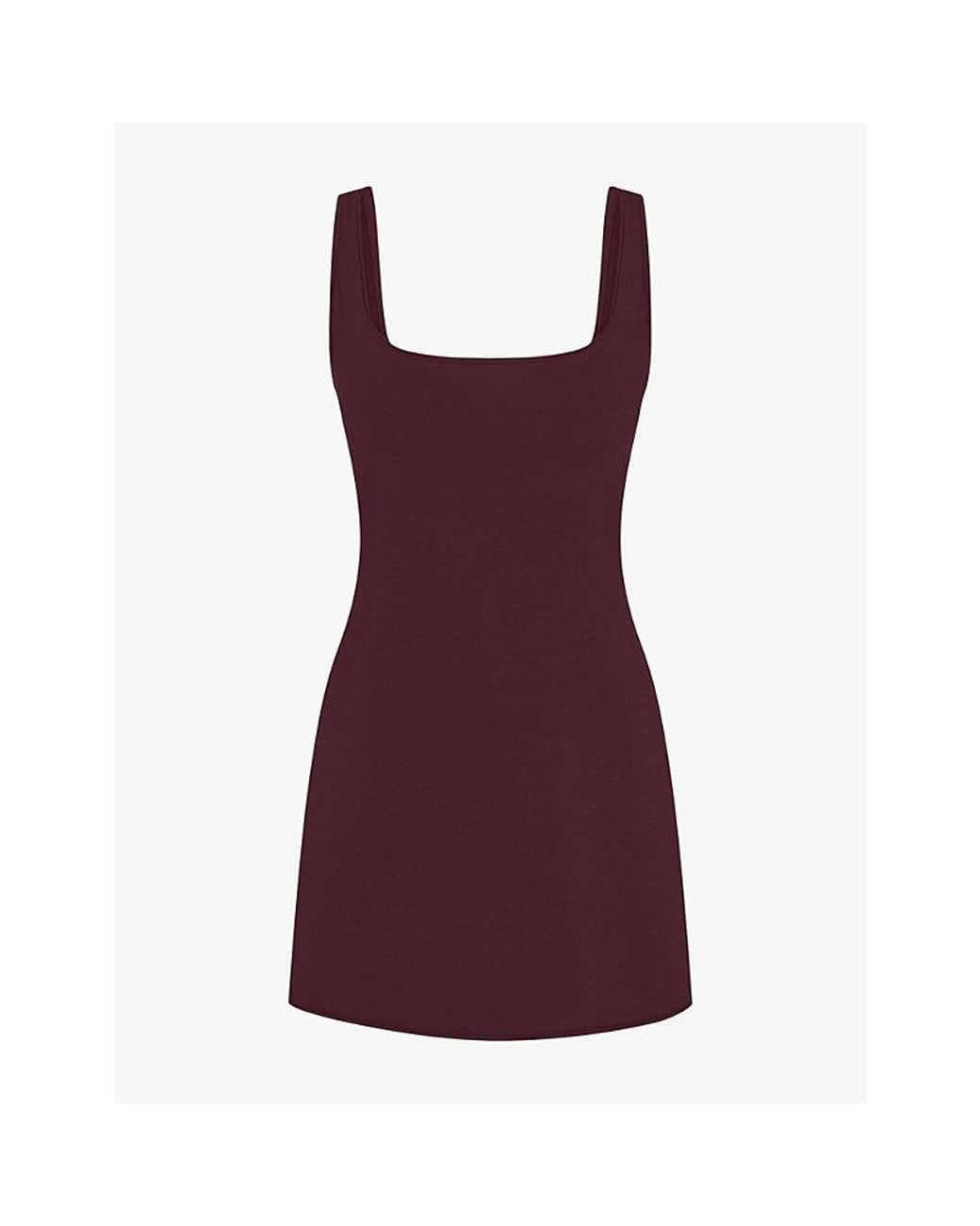 Skims Red Scoop-Neckline Cotton-Jersey Mini Dress
