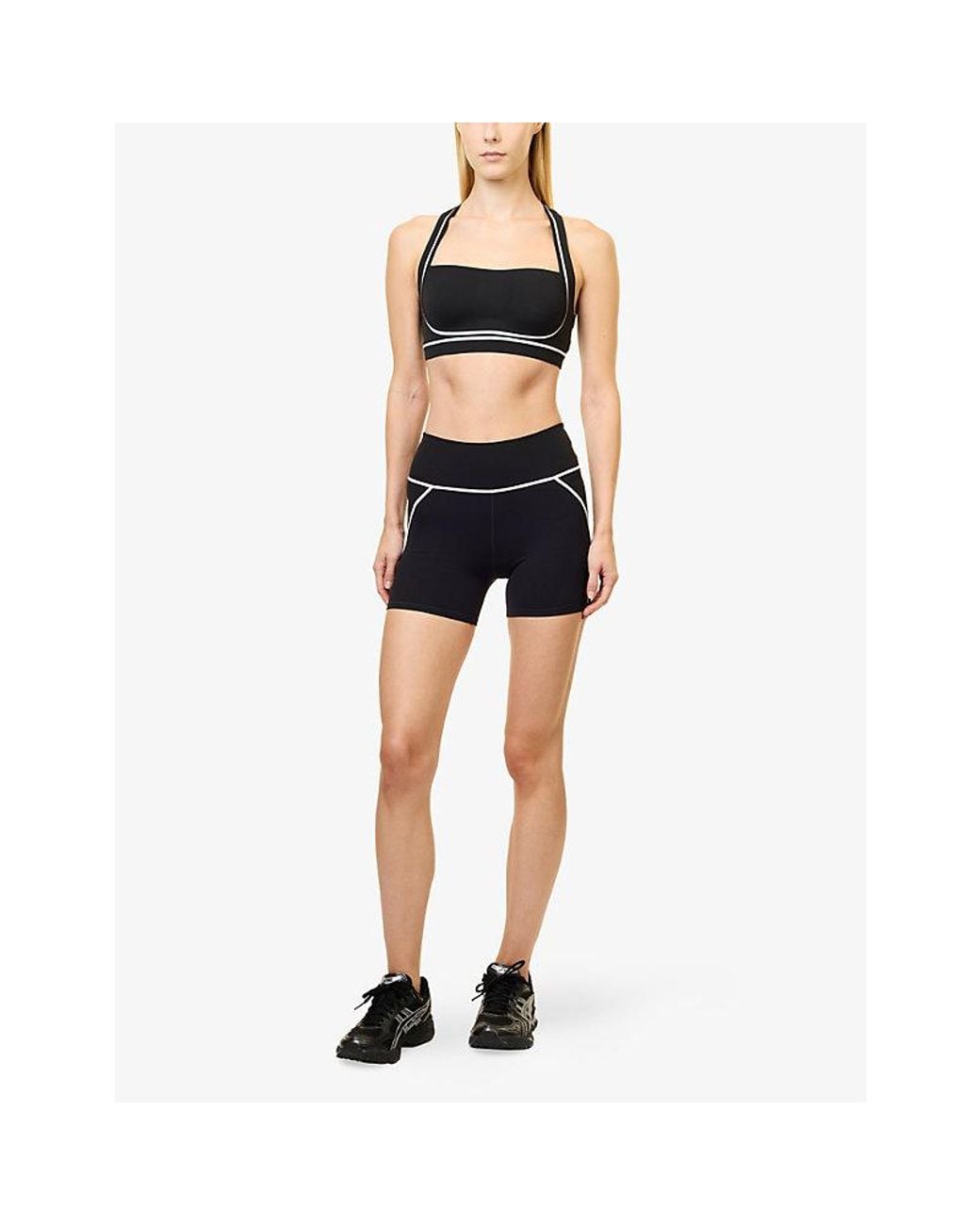 vuori Black Allthefeels Linework Stretch-Woven Workout Bra