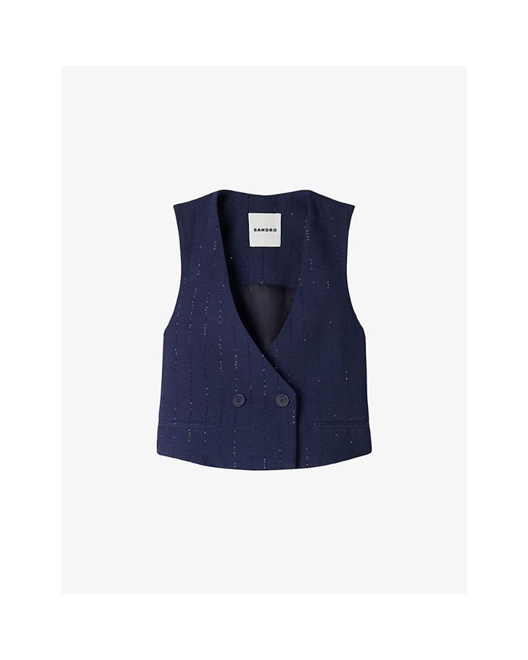 Sandro Blue Tailored Sequin-Embellished Woven Waistcoat