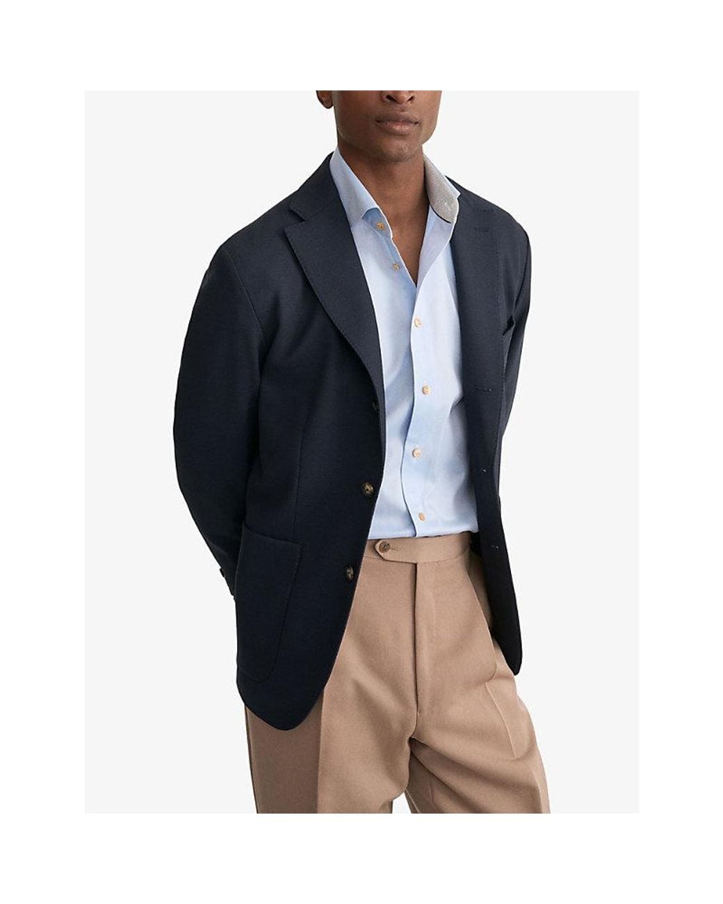 Eton of Sweden Blue Signature Geometric-Print Slim-Fit Cotton Shirt for men