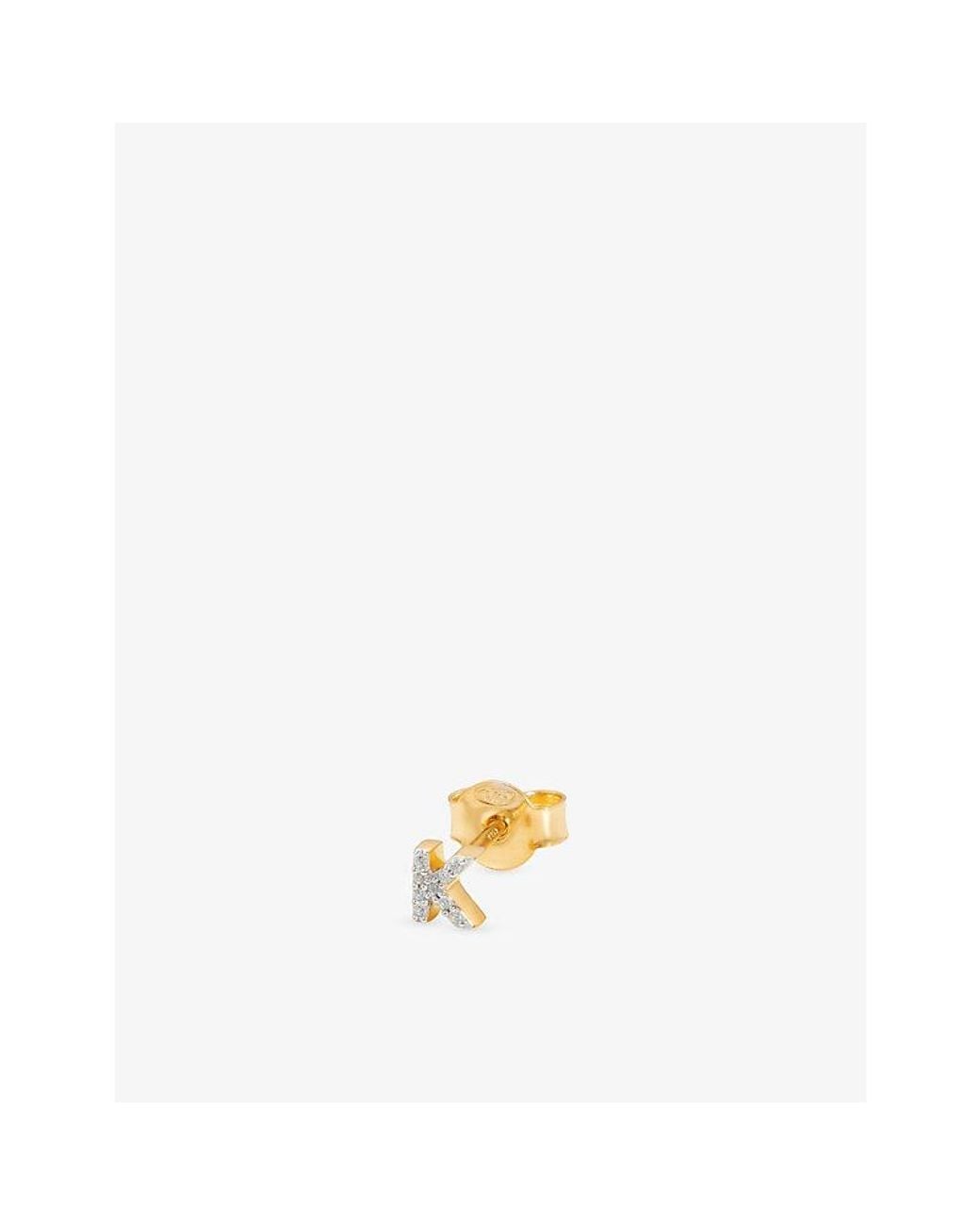 Missoma Metallic Initial K Pave Initial 18Ct Vermeil And Cubic Zirconia Single Stud Earring